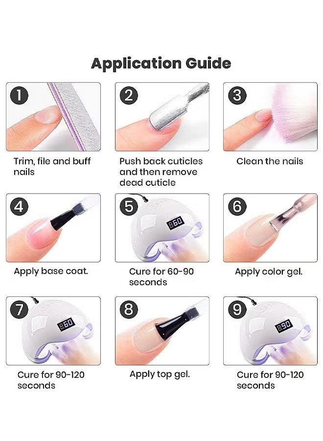 Gelish No Wipe Top Coat Base Coat Soak Off UV LED Drying Long Lasting Shiny Nail Varnish Set - Image 2